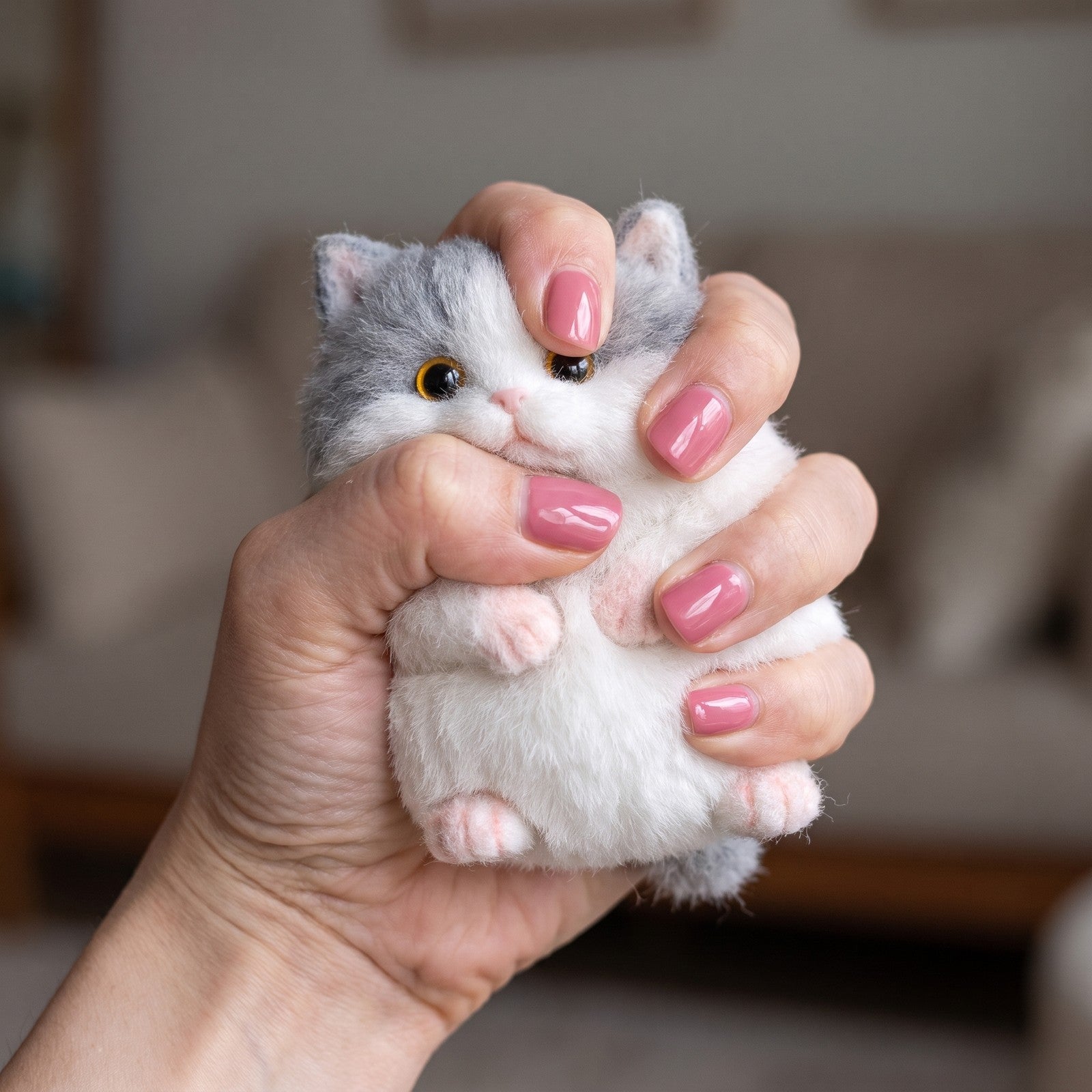Squishy Chat Kawaii Mignon pressé dans la main