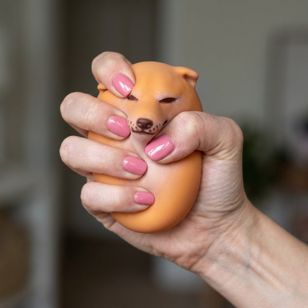 Squishy Œuf Shiba Inu pressé dans la main