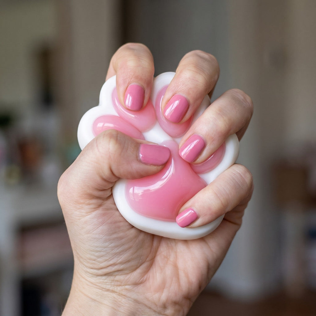 Squishy Patte de Chat Rouge pressée dans la main